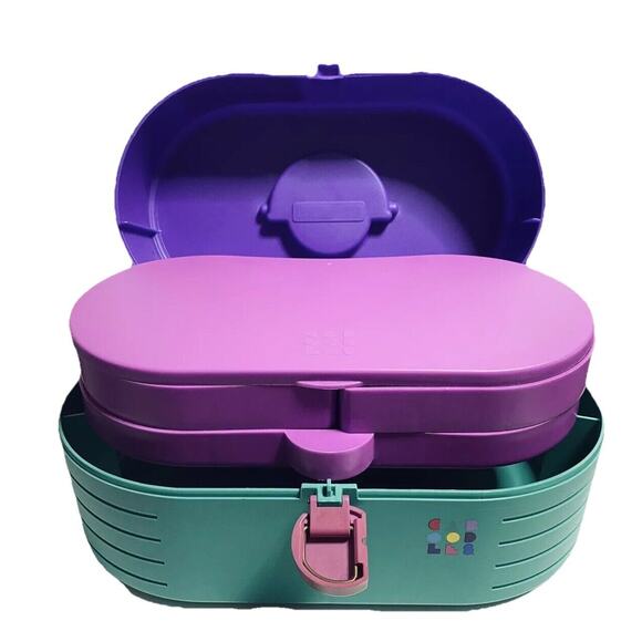 Vintage Original Caboodles makeup storage carrying case green purple mauve - Picture 4 of 12